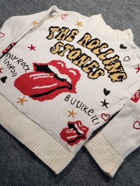 Rolling Stones Sweater Women Small American Eagle Graphic Crewneck Rock Oversize